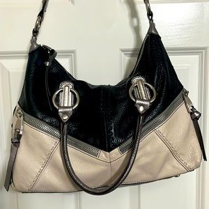 B Makowsky Purse black, silver and cream